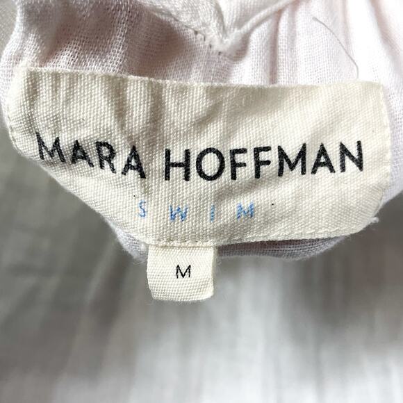 Mara Hoffman Augusta Midi Dress White Tiered Belted Long Sleeve Gauzy Sz M - Picture 12 of 13